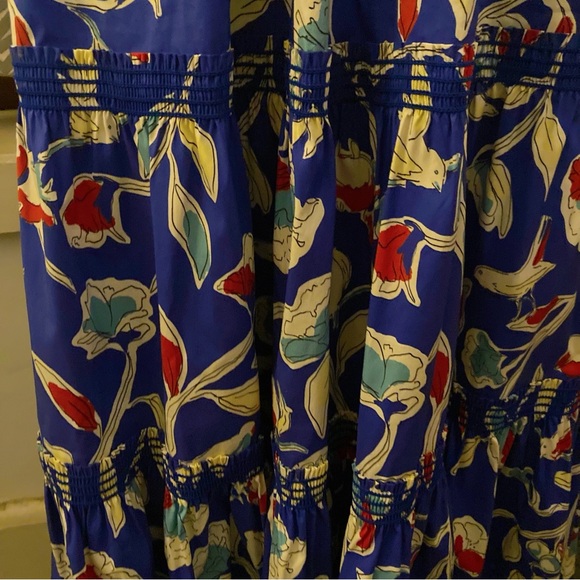 Tory Burch smocked midi dress in blue painted roses ASO Kate Middleton - Picture 5 of 7